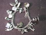 Vintage Taxco Sterling Silver Charm Bracelet