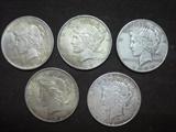 5 Peace Dollars with 1934 S 
