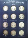 1970 and 1971 Gallery of Great Americans Sterling Silver approximately 20 Troy Ounces Franklin Mint