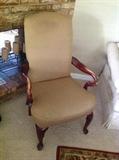 Upholstered / Wood Chair (wood slightly worn on arms) - $ 80.00