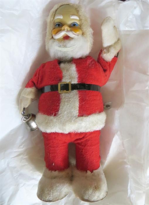 Vintage wind-up bell-ringing Santa