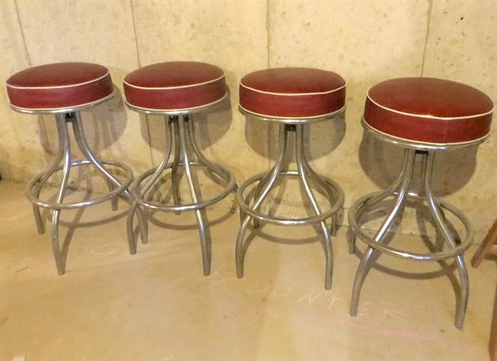 Four fifties red/brown bar stools