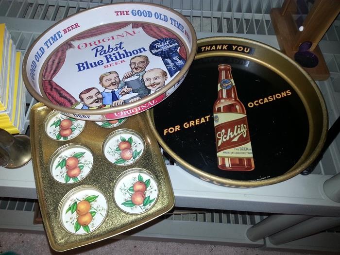 Vintage beer trays (please note...Schlitz tray was taken back by owner)