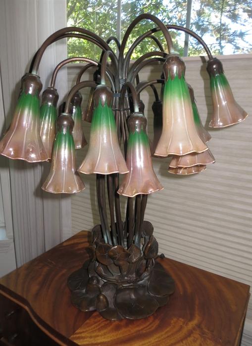 Eighteen arm Lily Pad Tiffany reproduction table lamp