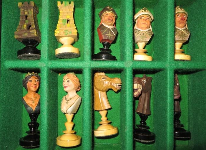 Hand carved Bavarian bust chess set purchased in the late 1950's
