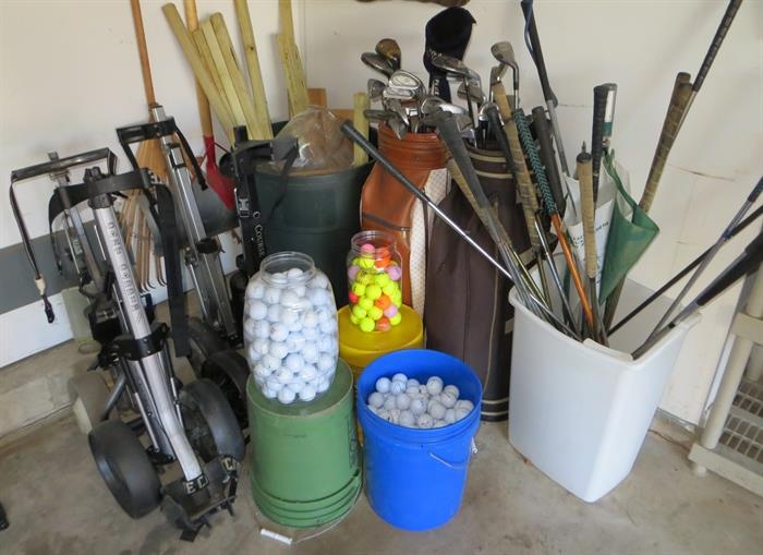 Lots of golf equipment