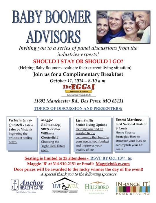 Call Maggie B to reserve your space for a FREE breakfast Oct 11th 314-910-2151.
