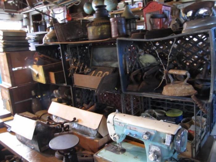 IRONS, OLD LICENSE PLATES, LOTS OF VINTAGE SCALES