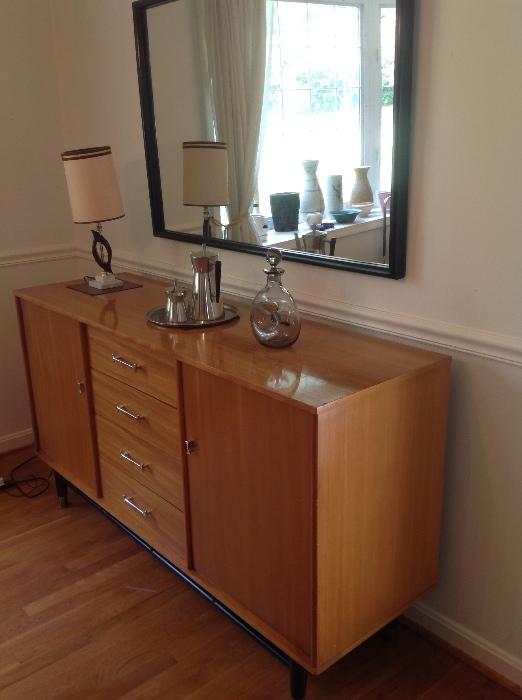 Drexel Today's Living buffet with dog bone hardware and matching mirror.