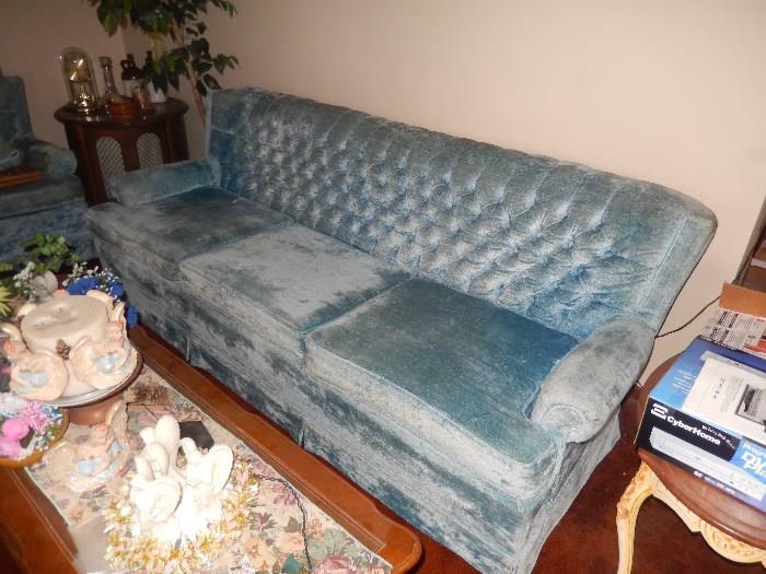retro blue sofa