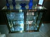 BRASS AND GLASS HALF CURIO