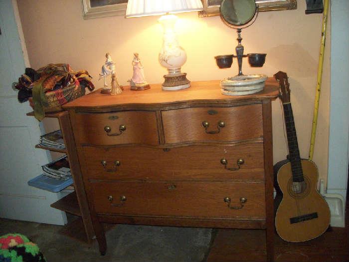 Oak Dresser, Guitar, Old Shaving Mirror