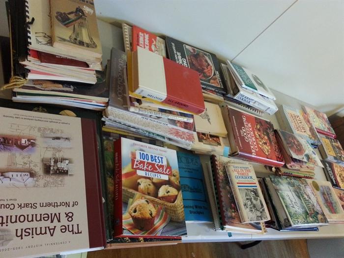 Cookbooks, WWII history books, Marine corp books, fiction and non fiction, woodworking ,and stained glass books