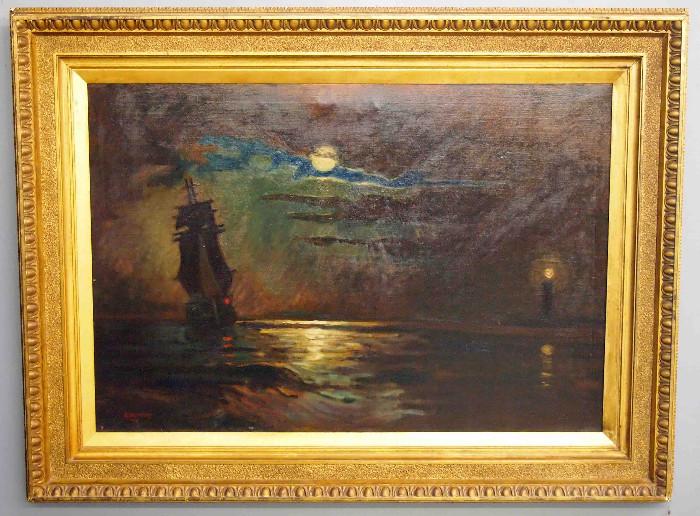 Oil on Canvas, Nautical Scene