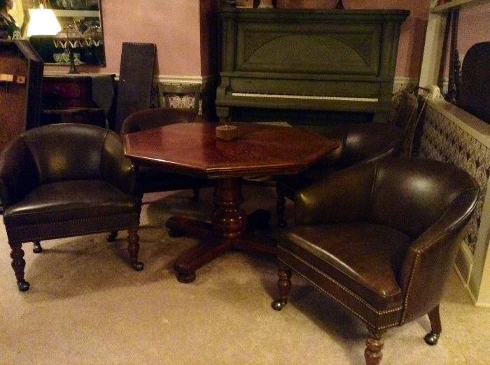 Ethan Allen game table with 4 club chairs