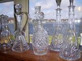Decanters including Waterford in center