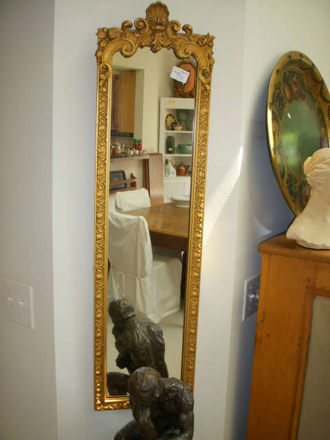 Ornate gilt narrow mirror