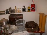 Kitchen collectibles, Lanterns, Milk bottles, etc.