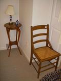 Oak stand and cane seat chair