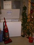 10 cu. ft. chest freezer (like new), Lighted Christmas trees, Vacuum