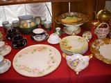 Handpainted porcelain, some signed. Compote in back is Nippon