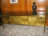 Bernard Rohne Mastercraft credenza, ca. 1970. Acid etched brass
