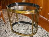 Bernard Rohne Mastercraft drinks cart, Etched brass detail. Ca. 1970
