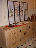 Asian style credenza or dresser. Set of 4 Asian wall plaques