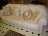 Leather sofa, pale pink