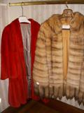Left: Red sheared mink 3/4 coat
Right: Golden sable cape