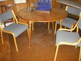 Maple table (with one additional leaf) and 4 newer chairs.