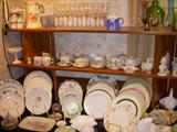 Small sampling of the china and glass.  Cup & Saucer collection includes Shelley & Spode
