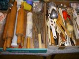 An example of the kitchen utensils. The rolling pins include a curly or tiger maple example.