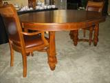 Stanley "Villa Antica" line dining table (shown with the leaf in...round when leaf is out) and chairs.  Beautiful set