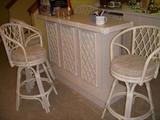 Wicker & rattan bar & 4 stools