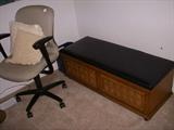 Office chair and retro Lane upholstered top cedar chest