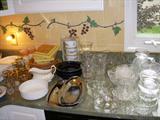 Glassware, serving pieces, etc.