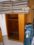 Glass door cabinet, golf clubs/bag, etc.