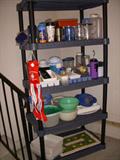 Shelving with lots of plasticware