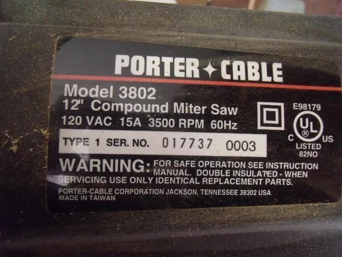Porter Cable 12" Compound Miter Saw & Portable Stand    $150