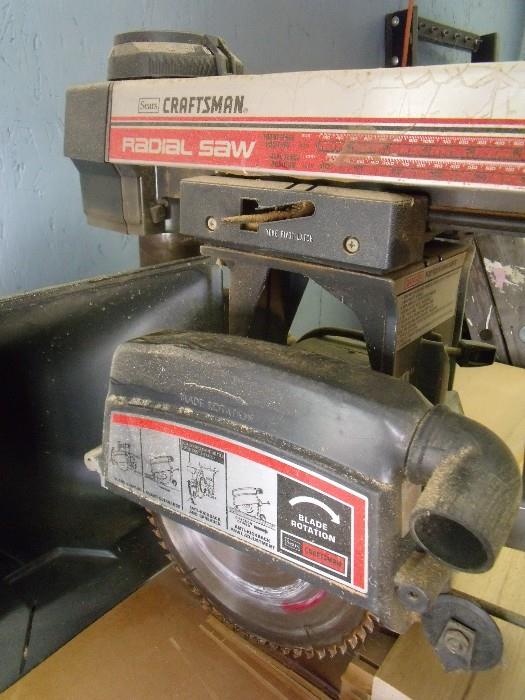 Craftsman 10" 2.5 HP Radial Saw on 2 Door cabinet w/ extra blades                              $100 