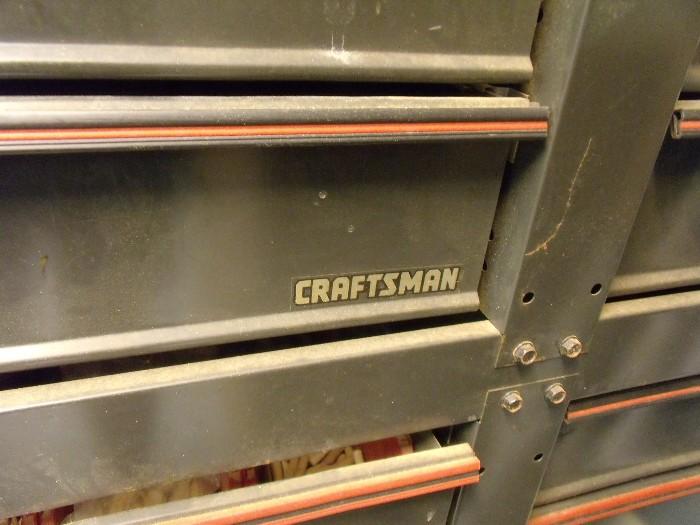 Craftsman Huge  21 Drawer Tool Chest FILLED with misc wood working tools & assorted nails, screws...TONS OF GOODIES!
1 side has 10 drawers
2nd side has 11 drawers

$600.00 all