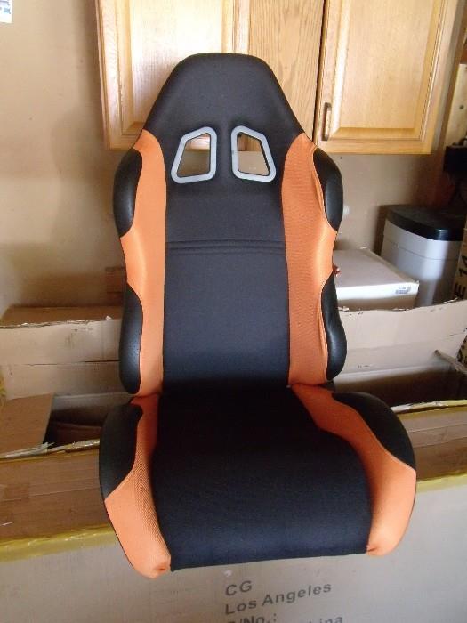(2)Sets of 2 Indy Black & Orange Racing Seats (4 total) NEW IN THE BOX!  Installation Tracks included  $200 pair 