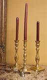 3 brass candle sticks