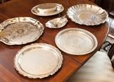 Misc silver plate and pewter trays
