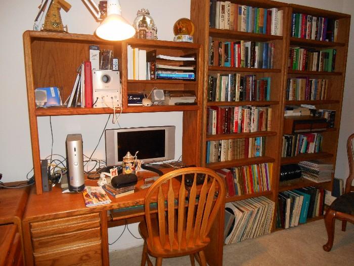 Look at this sturdy and practical oak office furniture and talllllll bookshelves!