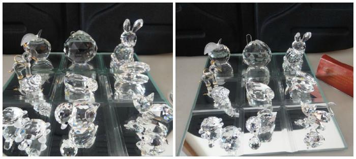 Various glass figurines.