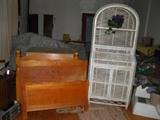 Maple Twin Headboards and Foot-board, Wicker Etegere