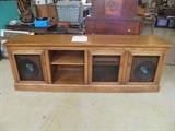 Jamestown Lounge Feudal Oak Stereo Cabinet one of two crafted for Lucille Ball by Anthony Trass in 1960's