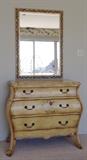 Hand Painted Chest and Framed Mirror